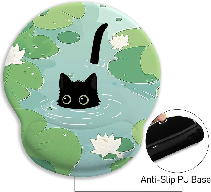 Blusabaca Mouse Pad with Wrist Rest, Cat Lotus Leaf Ergonomic Mouse Pads Wrist Support for Desk, Cute Gaming Mousepad Wireless Mouse Laptop Computer Work Home Desk Accessories Office Supplies Decor - Image 5